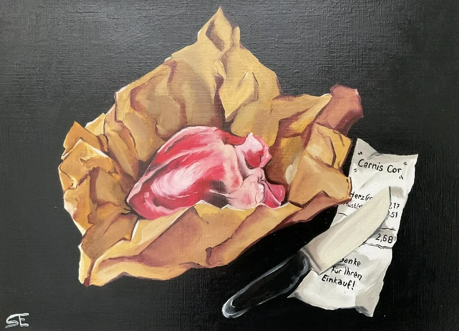 Herz in Packpapier gewickelt